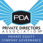 PE-Company-Badge 2 Private Directors Association (PDA) logo with blue wing design, and the banner reading ‘Private Equity Company Governance’.
